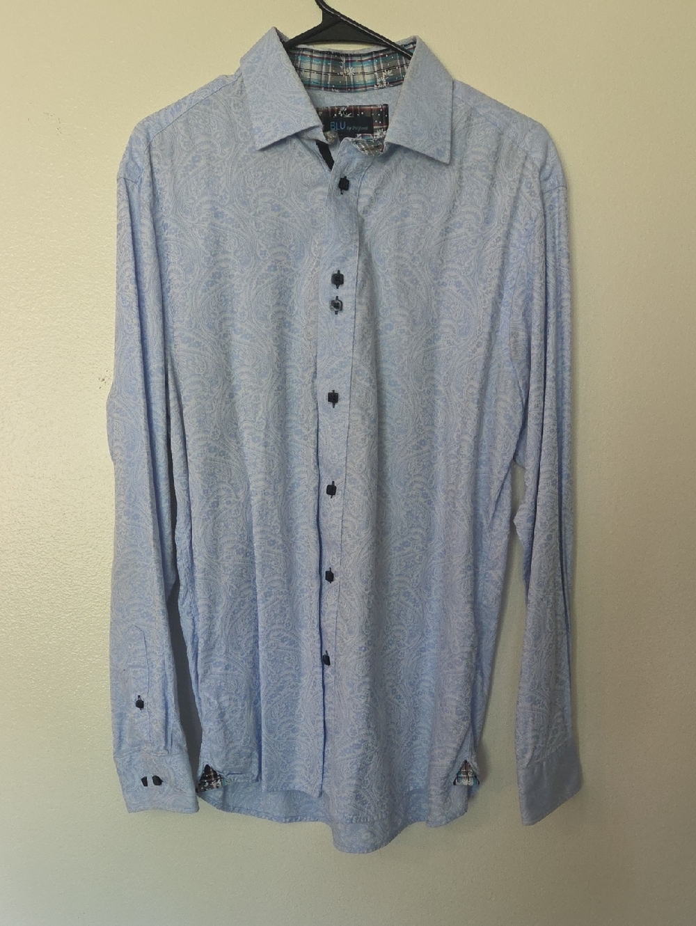 Light Blue Paisley Long-Sleeve Shirt